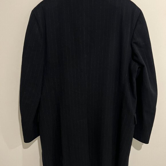CANALI Black Chalk Striped 3-btn Cashmere Wool Overcoat Coat US 46 EU 56 - Picture 3 of 8